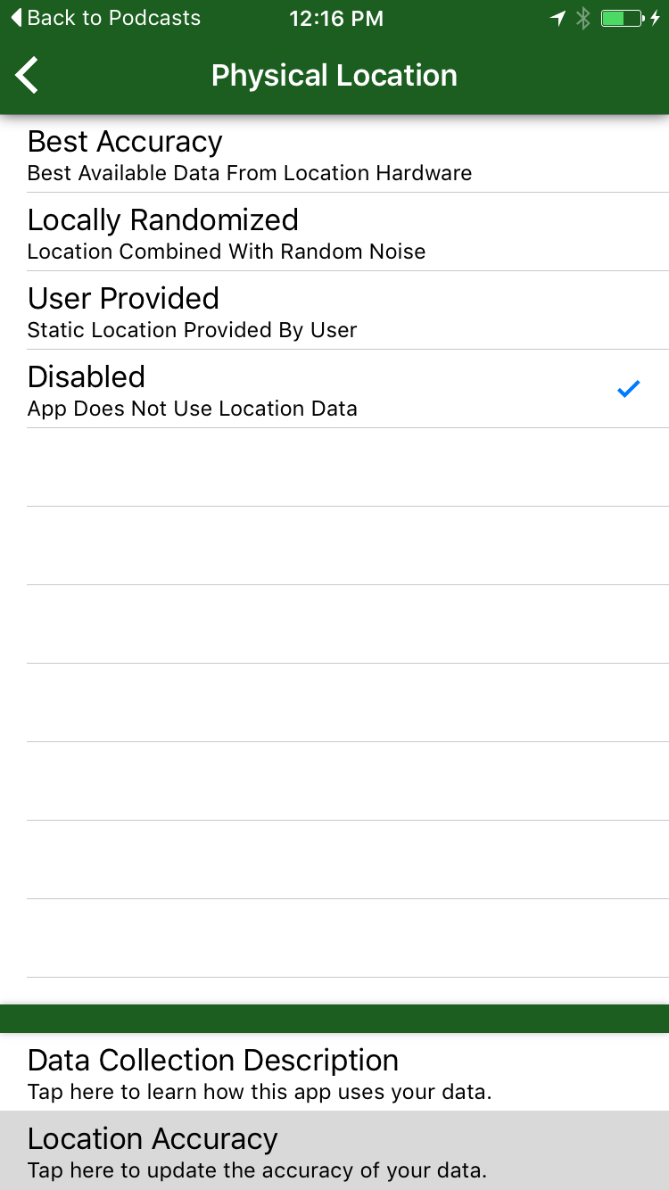 Passive Data Disclosure: Location Disabled